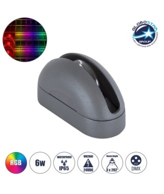 GLOBOSTAR® WINDOWCURBA 90112 Φωτιστικό Ανάδειξης Παραθύρων LED 6W 480lm 3°x262° DC 24V Αδιάβροχο IP65 Πολύχρωμο RGB Dimmable DMX512 - CREE XPE Chip - Γκρι Ανθρακί - Μ12 x Π5.3 x Υ6.5cm - 3 Χρόνια Εγγύηση